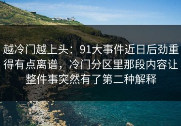 越冷门越上头：91大事件近日后劲重得有点离谱，冷门分区里那段内容让整件事突然有了第二种解释