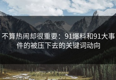 不算热闹却很重要：91爆料和91大事件的被压下去的关键词动向