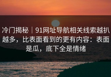 冷门揭秘｜91网址导航相关线索越扒越多，比表面看到的更有内容：表面是瓜，底下全是情绪