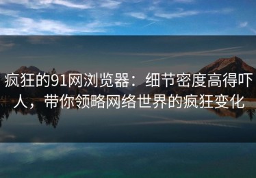 疯狂的91网浏览器：细节密度高得吓人，带你领略网络世界的疯狂变化