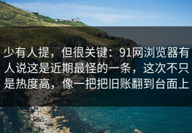 少有人提，但很关键：91网浏览器有人说这是近期最怪的一条，这次不只是热度高，像一把把旧账翻到台面上