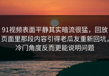 91视频表面平静其实暗流很猛，回放页面里那段内容引得老瓜友重新回坑，冷门角度反而更能说明问题