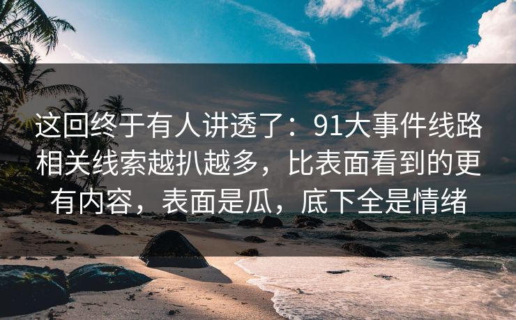 这回终于有人讲透了：91大事件线路相关线索越扒越多，比表面看到的更有内容，表面是瓜，底下全是情绪