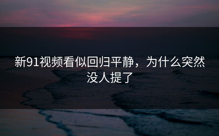 新91视频看似回归平静，为什么突然没人提了