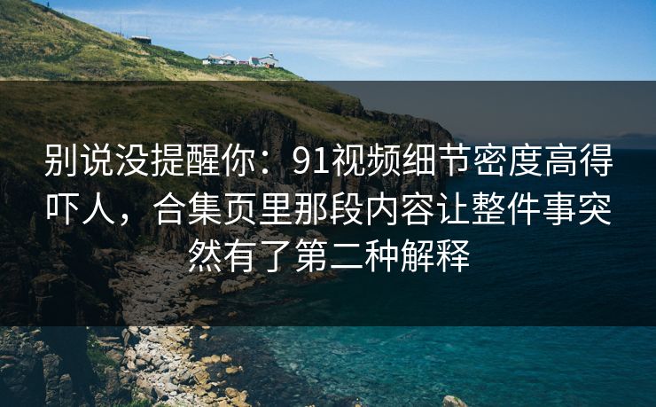 别说没提醒你：91视频细节密度高得吓人，合集页里那段内容让整件事突然有了第二种解释