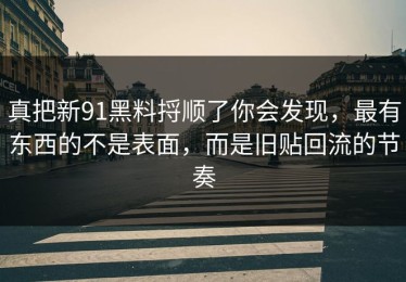 真把新91黑料捋顺了你会发现，最有东西的不是表面，而是旧贴回流的节奏