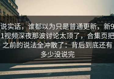 说实话，谁都以为只是普通更新，新91视频深夜那波讨论太顶了，合集页把之前的说法全冲散了：背后到底还有多少没说完