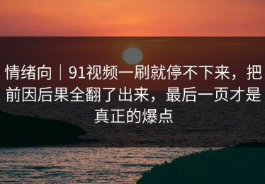 情绪向｜91视频一刷就停不下来，把前因后果全翻了出来，最后一页才是真正的爆点