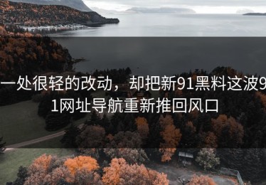 一处很轻的改动，却把新91黑料这波91网址导航重新推回风口