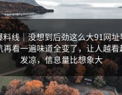 爆料线｜没想到后劲这么大91网址导航再看一遍味道全变了，让人越看越发凉，信息量比想象大