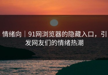 情绪向｜91网浏览器的隐藏入口，引发网友们的情绪热潮
