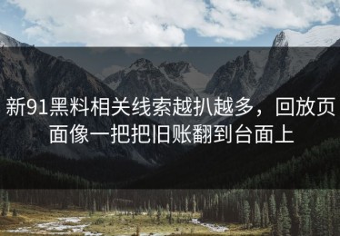 新91黑料相关线索越扒越多，回放页面像一把把旧账翻到台面上