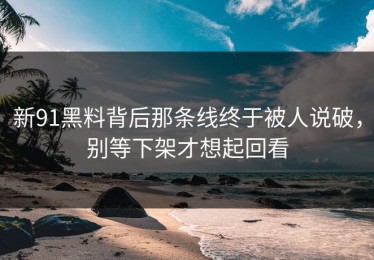 新91黑料背后那条线终于被人说破，别等下架才想起回看