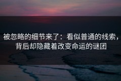 被忽略的细节来了：看似普通的线索，背后却隐藏着改变命运的谜团