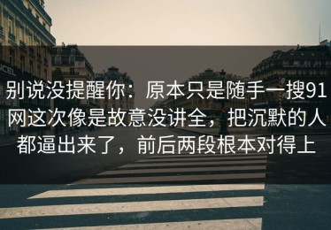 别说没提醒你：原本只是随手一搜91网这次像是故意没讲全，把沉默的人都逼出来了，前后两段根本对得上