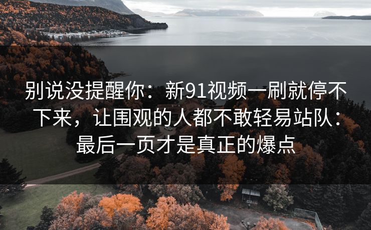 别说没提醒你:新91视频一刷就停不下来,让围观的人都不敢轻易站队:最后一页才是真正的爆点 别说没提醒你:新91视频一刷就停不下来,让围观的人都不敢轻易站队:最后一页才是真正的爆点