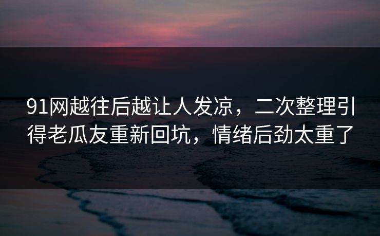 91网越往后越让人发凉，二次整理引得老瓜友重新回坑，情绪后劲太重了