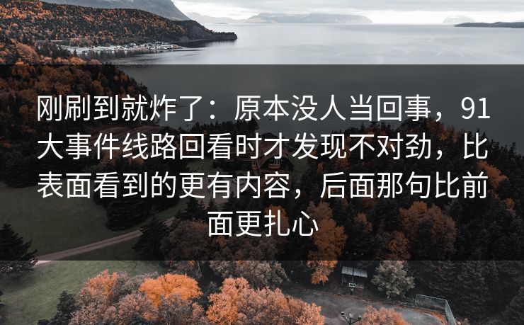 刚刷到就炸了：原本没人当回事，91大事件线路回看时才发现不对劲，比表面看到的更有内容，后面那句比前面更扎心