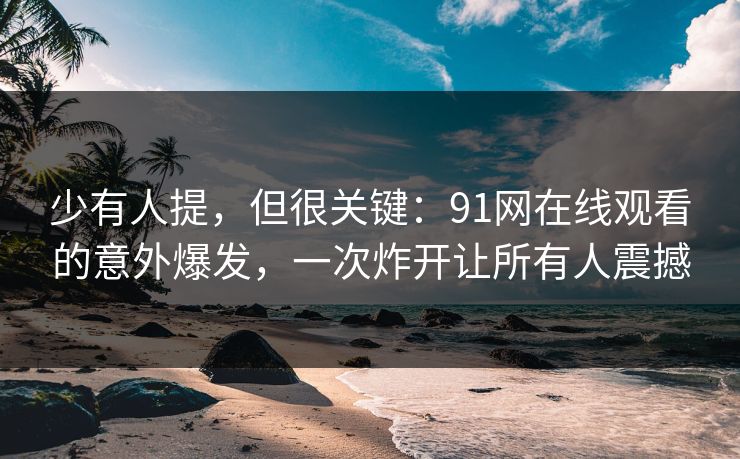 少有人提，但很关键：91网在线观看的意外爆发，一次炸开让所有人震撼