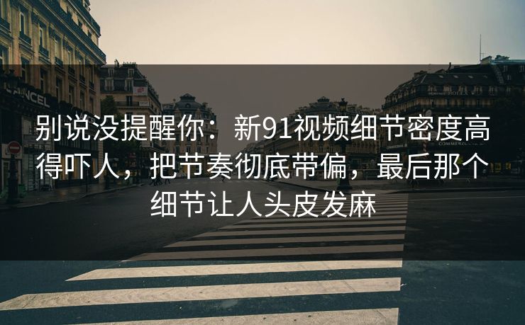 别说没提醒你：新91视频细节密度高得吓人，把节奏彻底带偏，最后那个细节让人头皮发麻