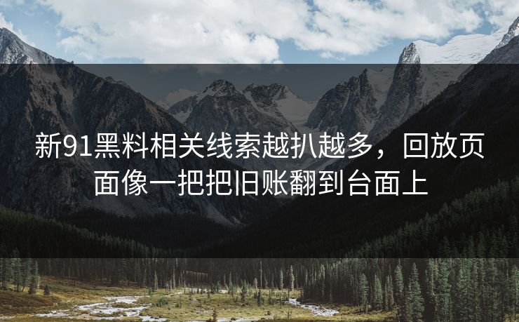 新91黑料相关线索越扒越多，回放页面像一把把旧账翻到台面上